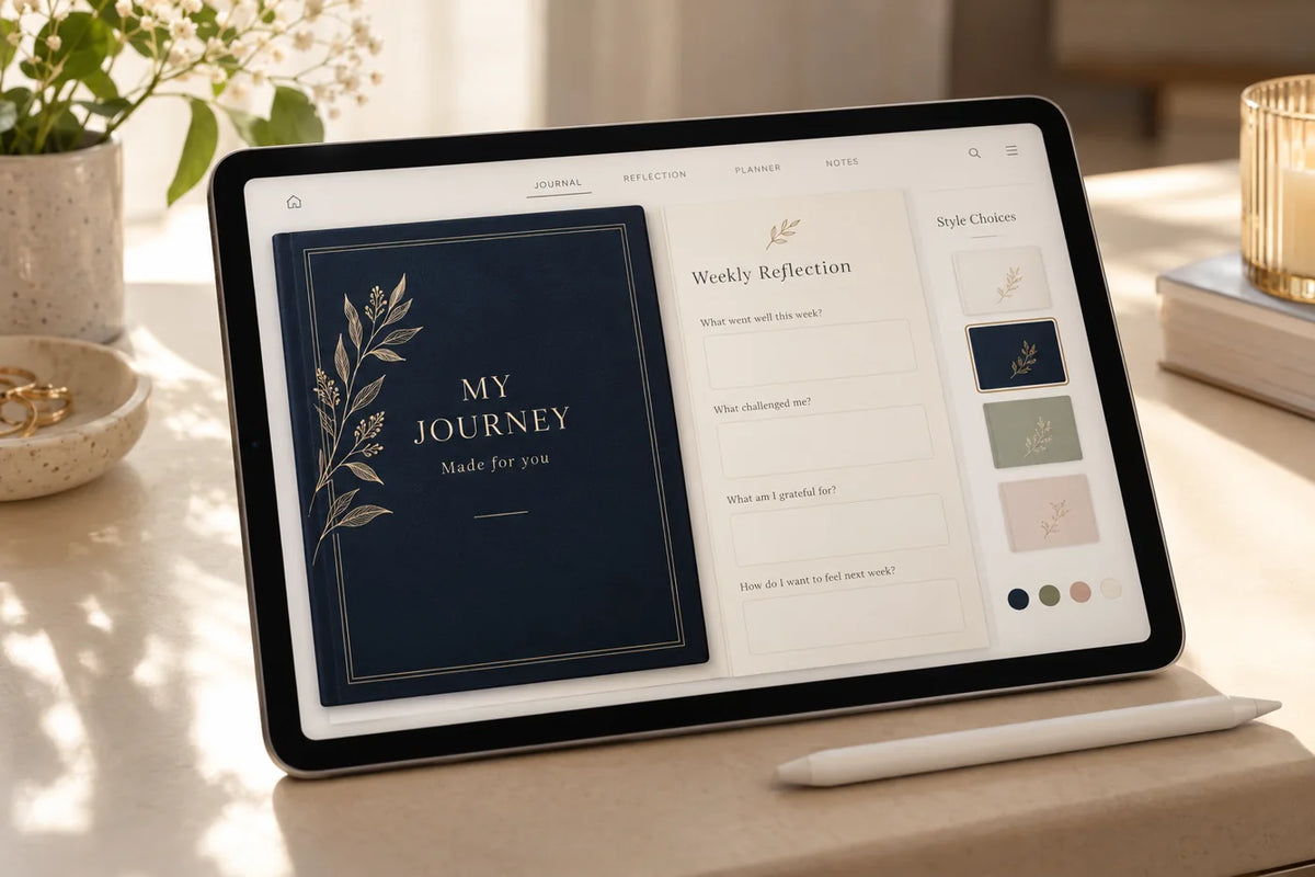 A personalized digital journal displayed on a tablet